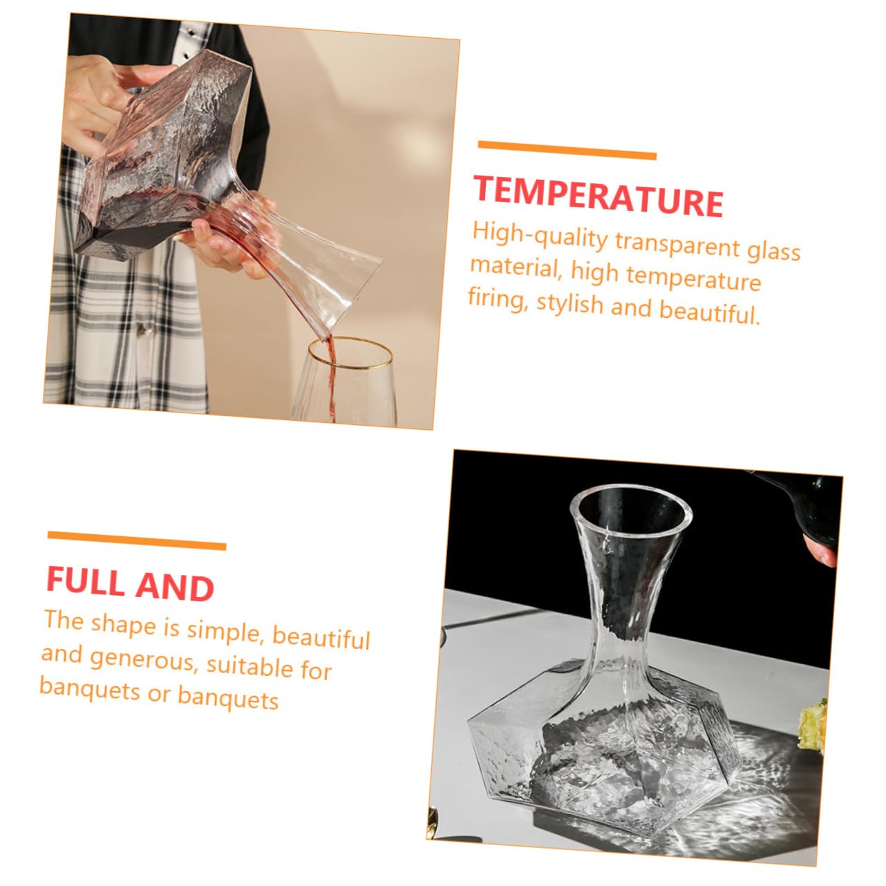 Caraffa Decanter Geometrica in Vetro per Vino e Liquori | Design Creativo a Diamante, Stabile Sul Piano, Facile da Pulire, Adatta a Cucina e Bar