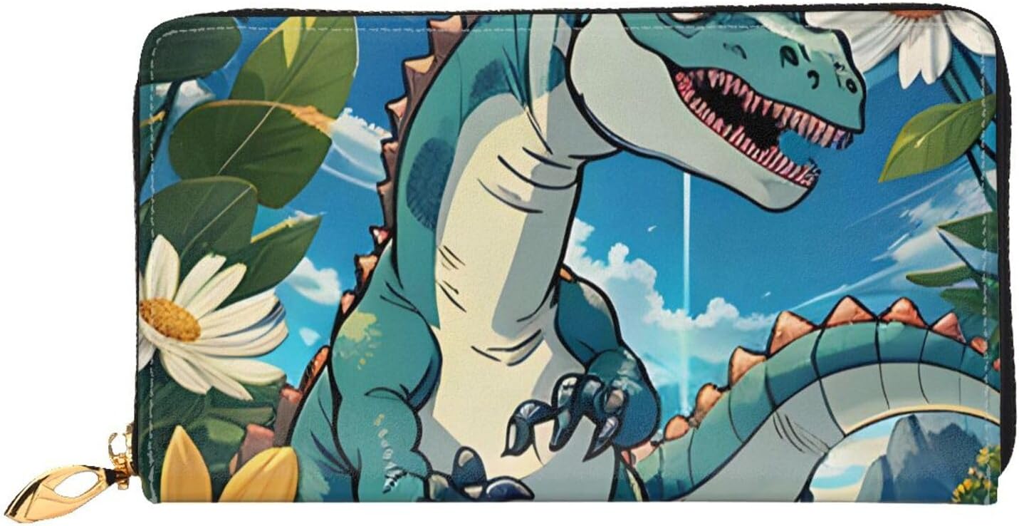 Cute Dinosaur Wallet, Zipper Wallet, Large Capacity Wallet, *Long Wallet, Multi-Card Organizer Wallet, Unisex
