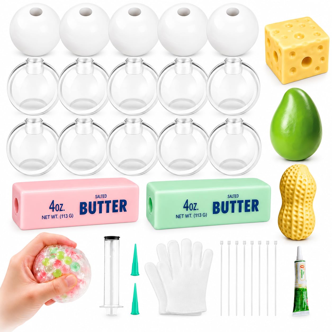 6PCS Squishy Making Kit, DIY Stress Ball Making Set Empty Squishy Skins (25PCS-C) — image 1