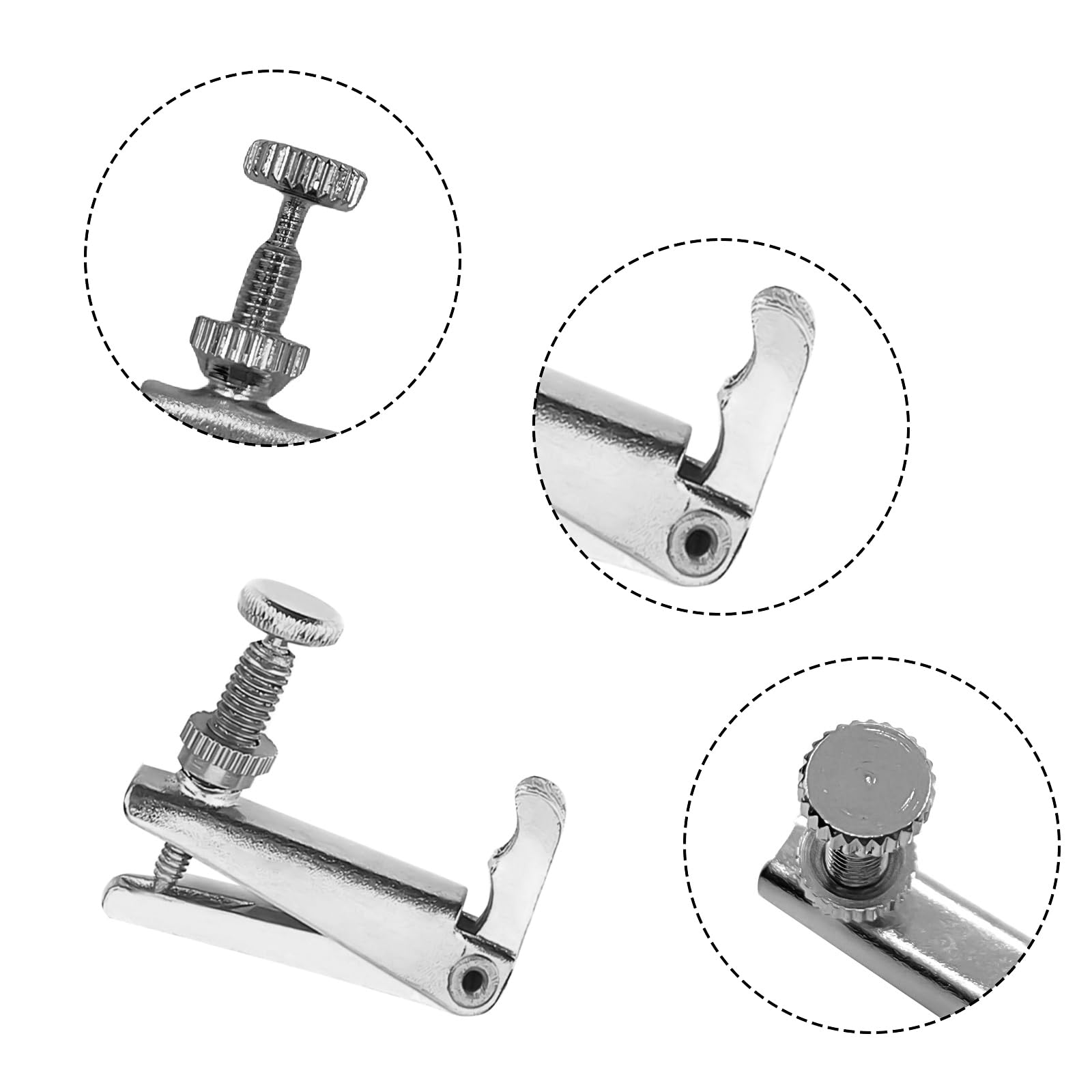 Musiin Violin fine tuner for 4/4-3/4 violin metal string adjusters set of four (silver) - Image 2