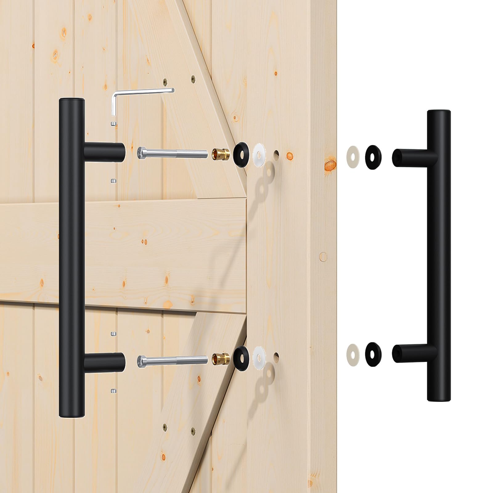 SMARTSTANDARD Sliding Barn Door Handle - Black -2