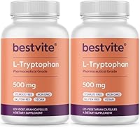Vista 1 de BESTVITE L-triptófano 500 mg por cápsula (240 cápsulas vegetarianas) (paquete de 2) - Sin estearatos - Sin sílice - Sin gelatina - Vegano - Sin