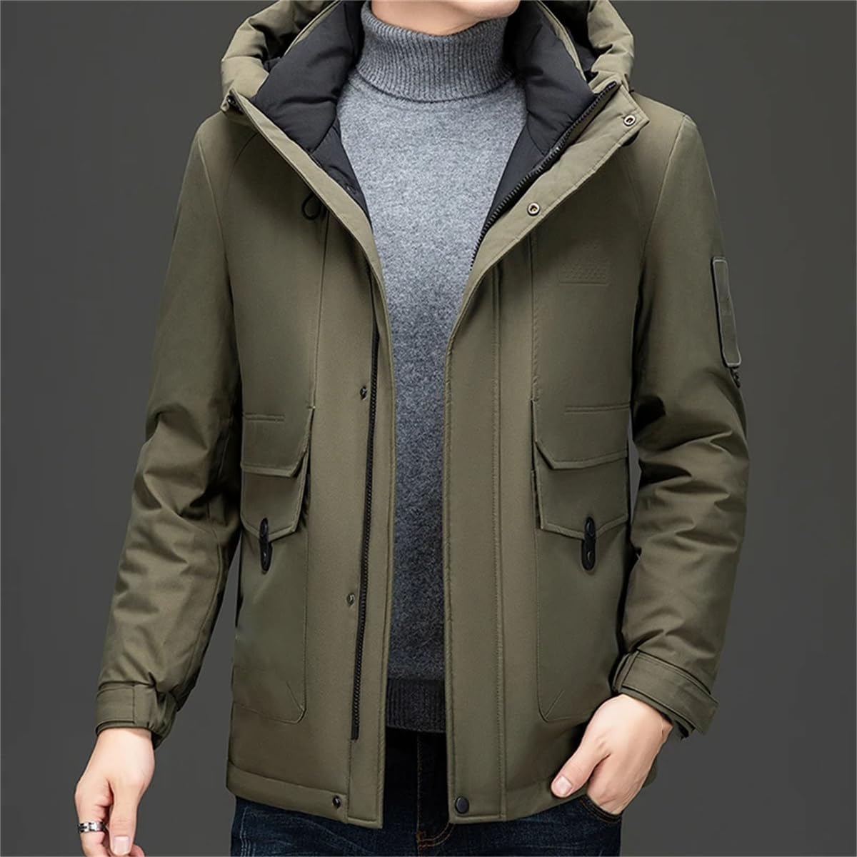Men's Winter Down Jacket Hooded Overalls Warm Thick Coat