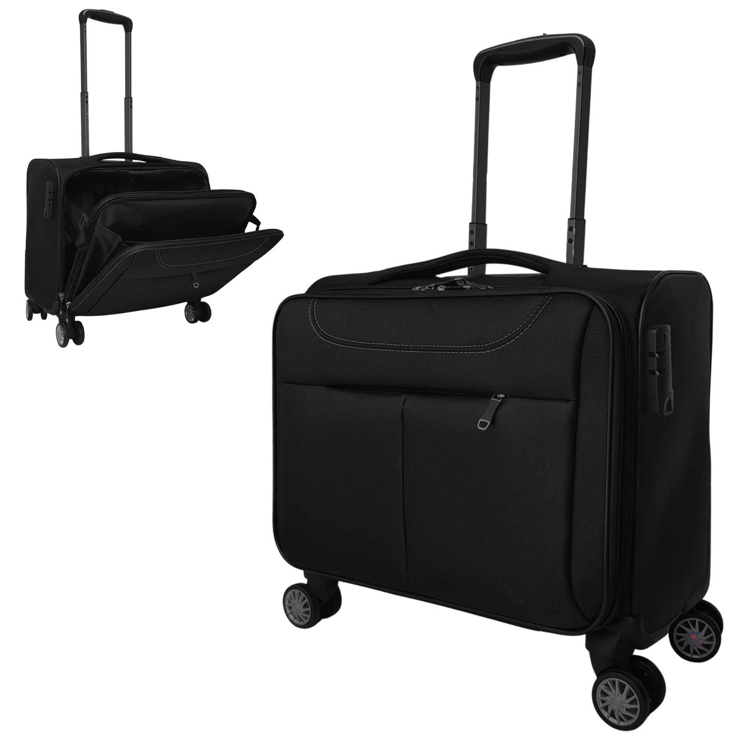 TOURTIER 16 Inch Rolling Laptop Bag, 4 Wheeled Briefcase, Lightweight Underseat Travel Luggage Bag for Business Travel College, Black (B0C6HW5JGD) Amazon Price History, Amazon Price Tracker