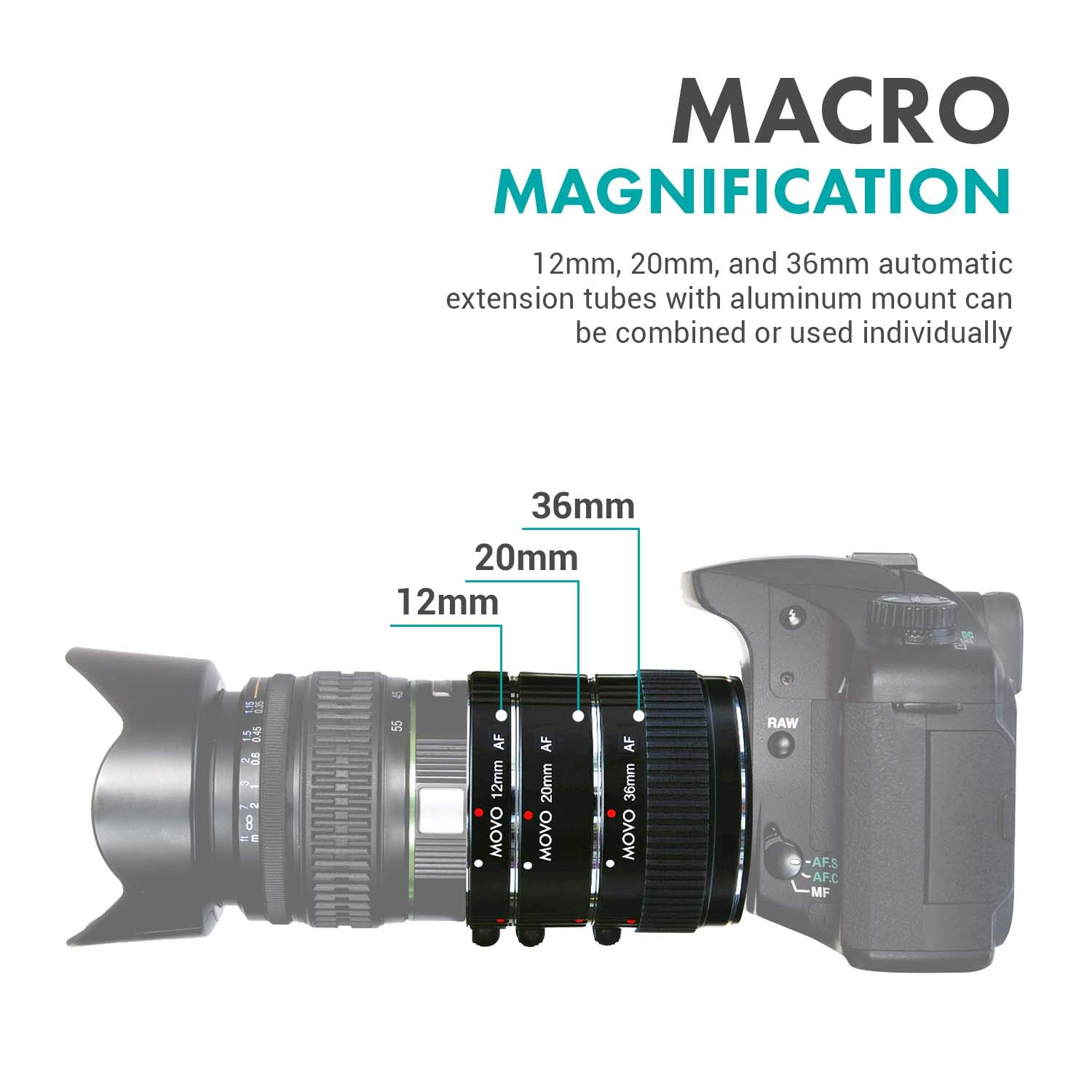 Amazon.com : Movo MT-S68 3-Piece AF Chrome Macro Extension Tube