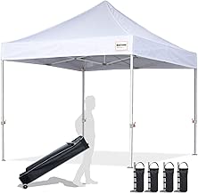 EliteShade 10'x10' Commercial Ez Pop Up Canopy Tent Instant Canopy Party Tent Sun Shelter with Heavy Duty Roller Bag,Bonus 4 Weight Bags,White - coolthings.us