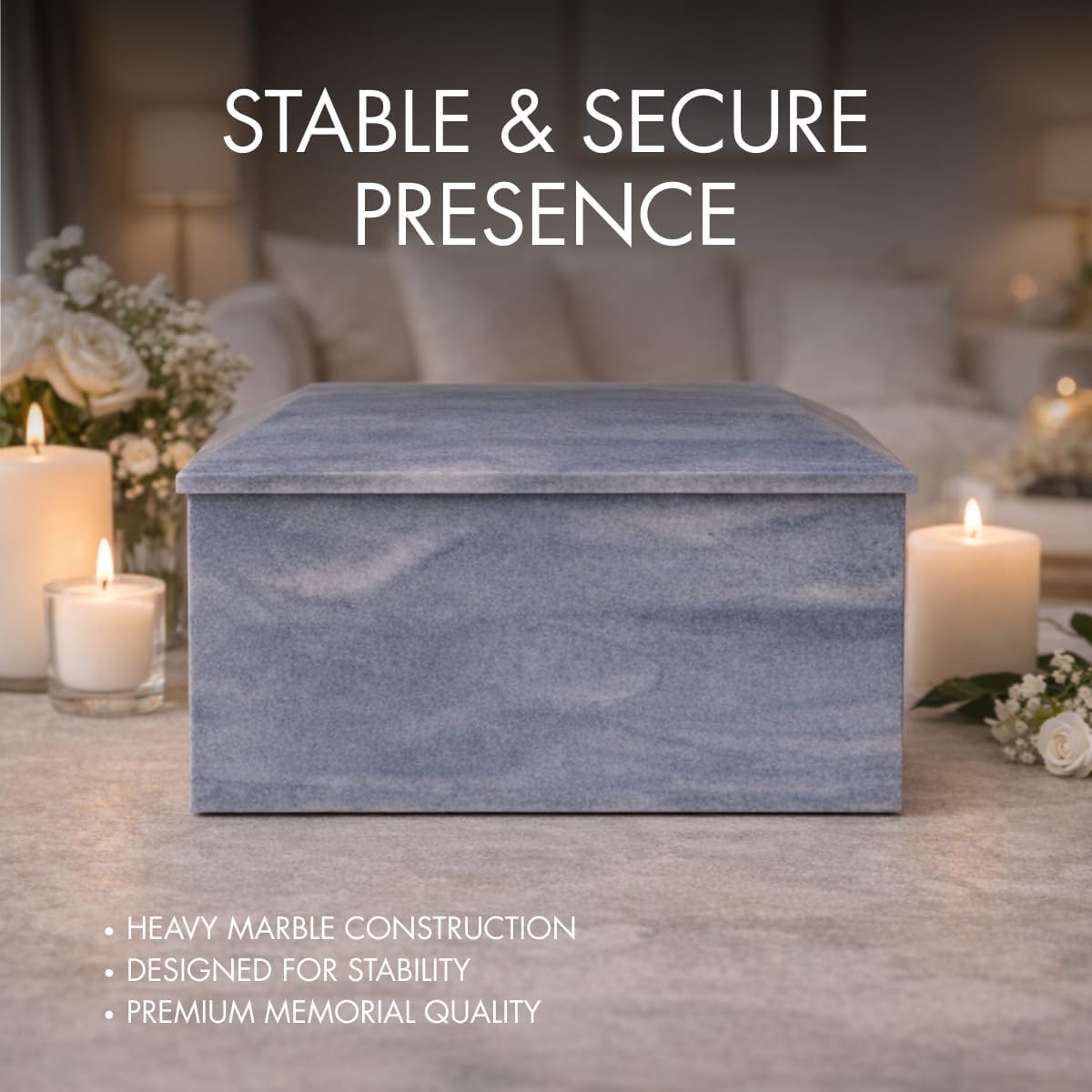 Bey-Berk Deering Moments Marble Cremation Memorial Urn for Human Ashes Adult Size (Grey)
