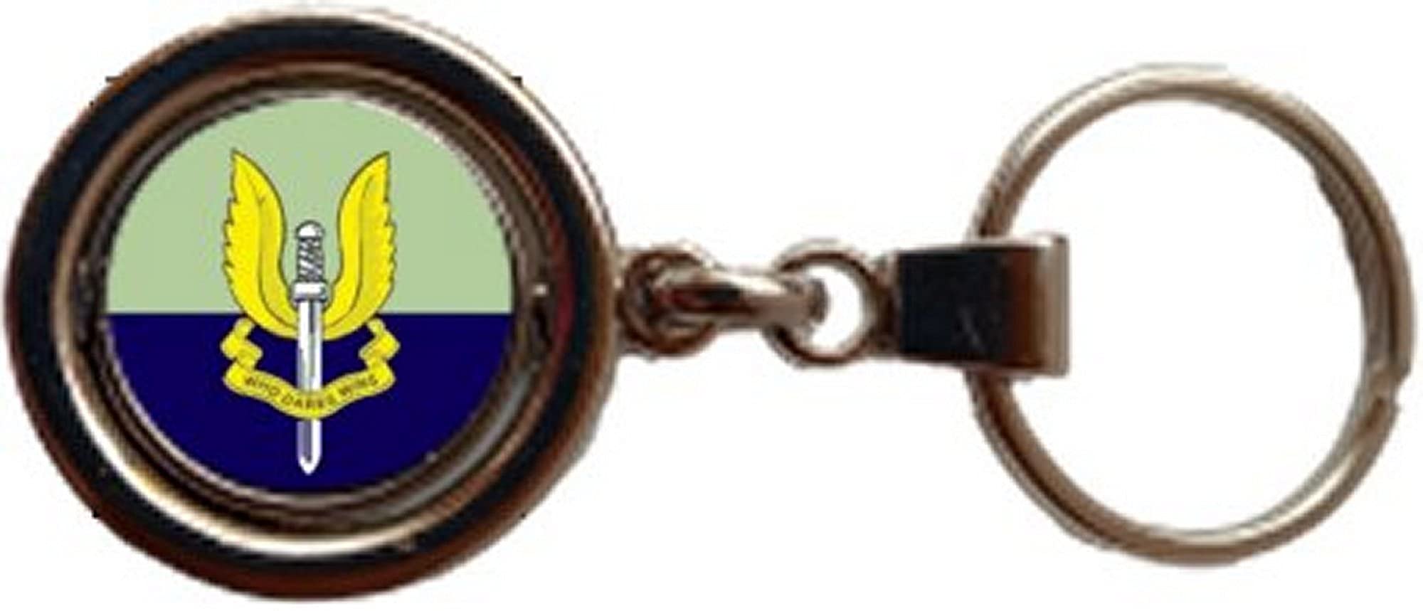 PJ4U SAS Special Air Services Military Spinning Double Sided Metal Keyring And Velvet Gift Bag