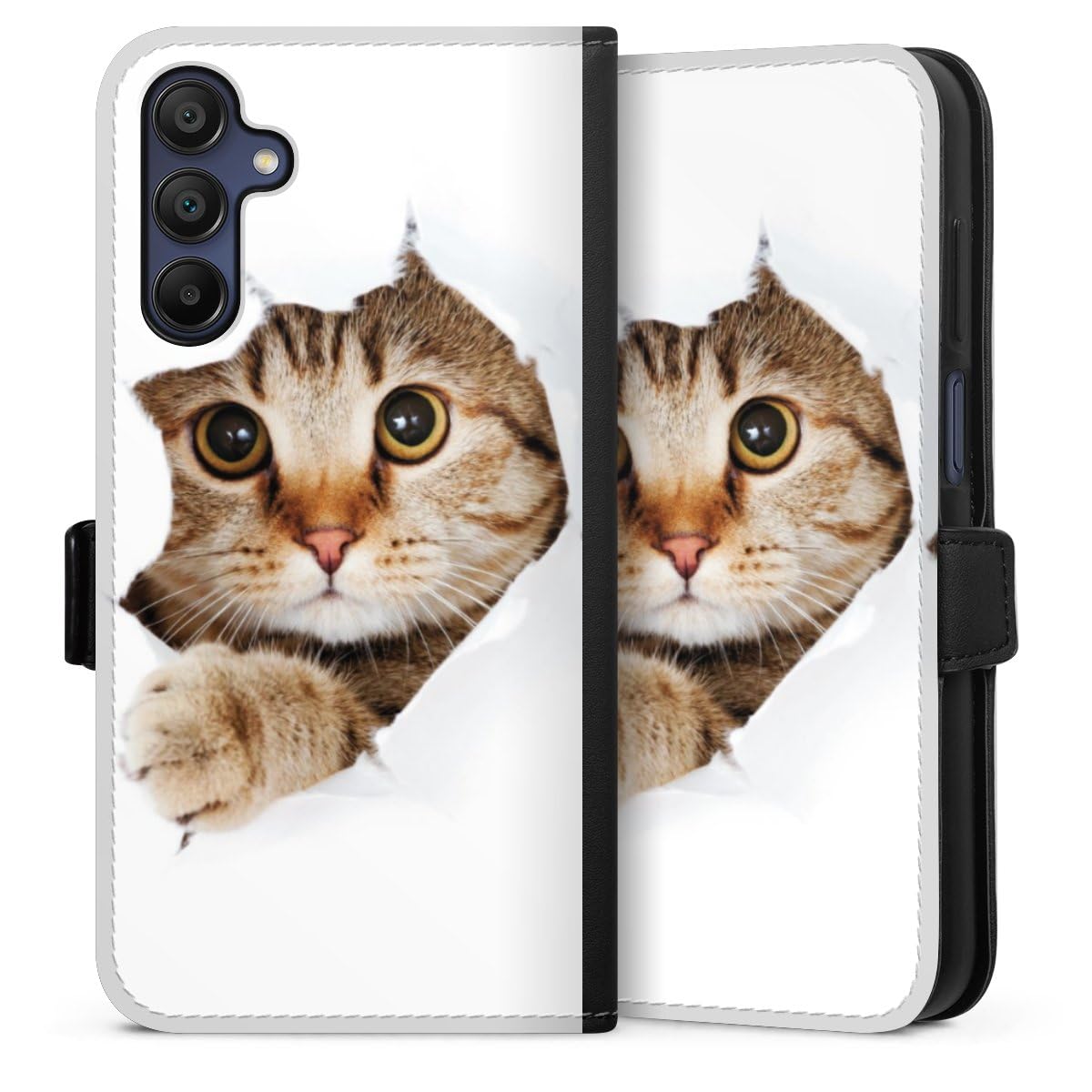 Étui Galaxy A15 résistant étui folio aimanté anti-rayure chat - 2