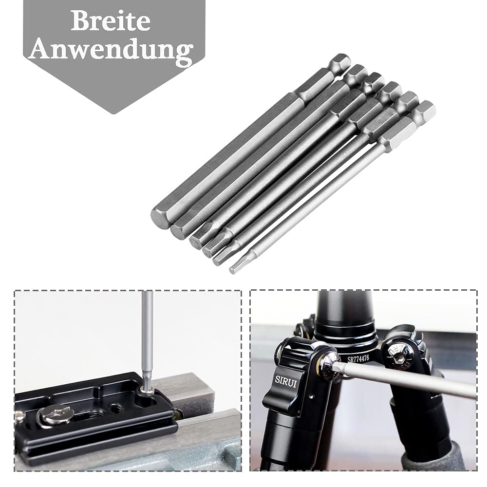 Mesee 23-częściowy zestaw długich końcówek do wkrętarek, stal S2, magnetyczne 1/4" sześciokątne końcówki Torx + zestaw końcówek krzyżowych + zestaw końcówek sześciokątnych, 100 mm