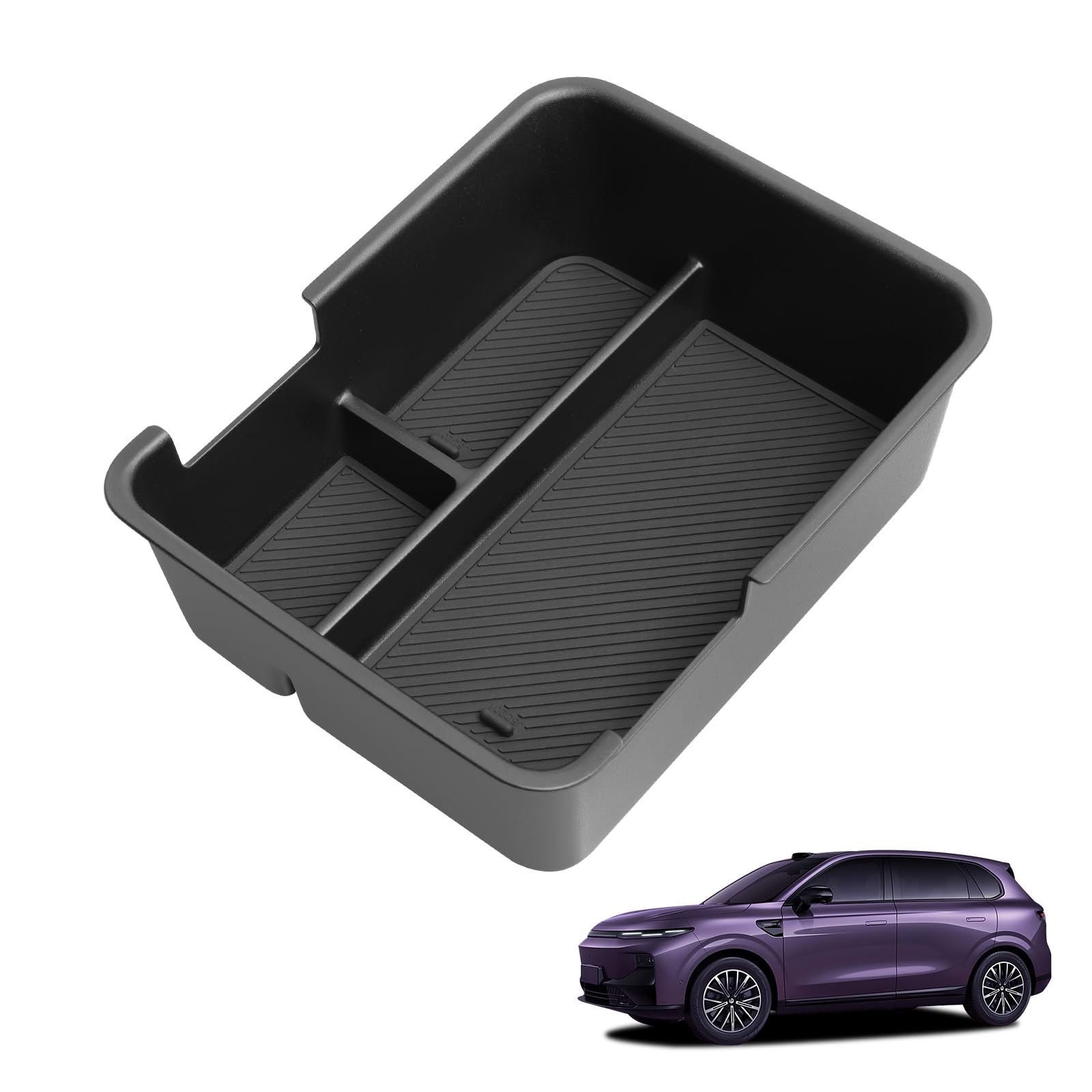 smabee Boîte d'accoudoir compatible avec Leapmotor B10 2025 2026 - Plateau de rangement pour voiture - Accessoires intérieurs ABS + PVC - Noir