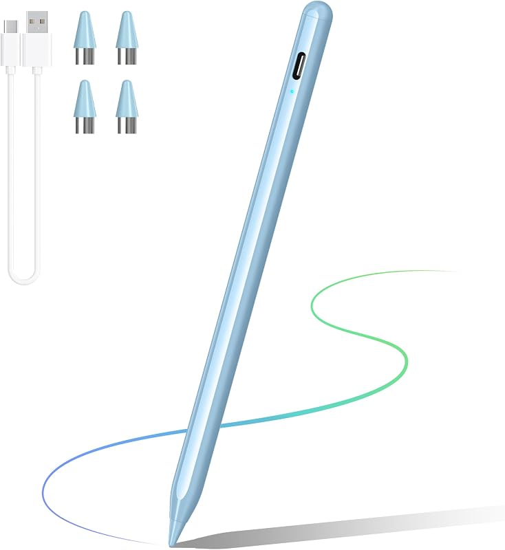 Stylus Pens for Touch Screen, DRYMOKINI Stylist Pen Compatible for Android and i-OS Tablet/Phones, Rechargeable Universal Stylus Pencil Compatible for A-pple/i-Pad/Phone Tablet, Blue