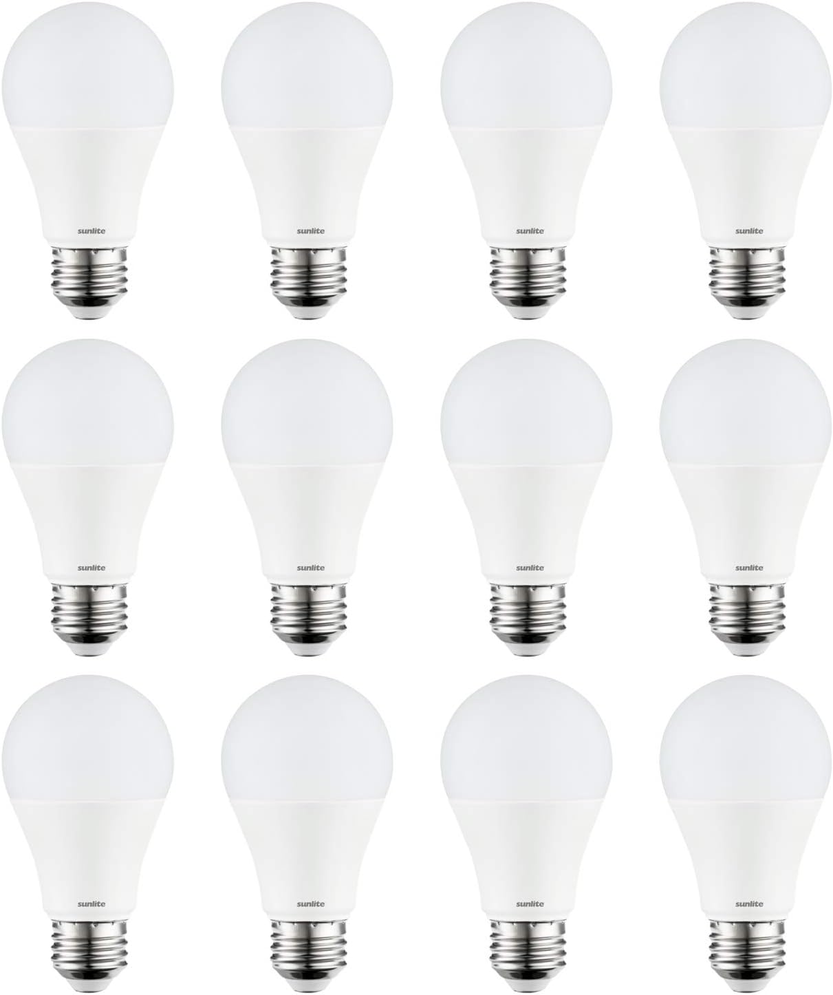Sunlite 41242-SU LED A19 Light Bulb, Non-Dimmable 12 Watt (75W Equivalent), 1100 Lumens, Medium (E26) Base, ETL Listed, 6500K Daylight, 12 Count