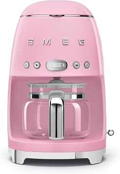 Smeg DCF02PKEU Filter Coffee Machine Aroma and Auto Start Function Glass Carafe up to 12 Cups 2 Intensity Levels Keep Warm Function 1050 W Pink