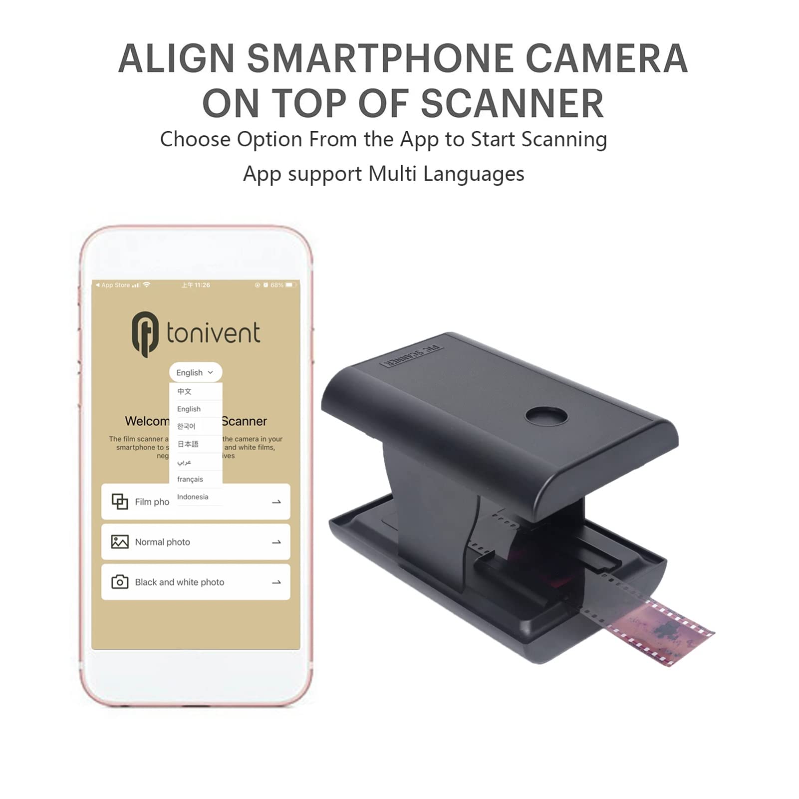 Karlak Scanner mobile de diapositives et de films 35 mm avec rétroéclairage LED pliable