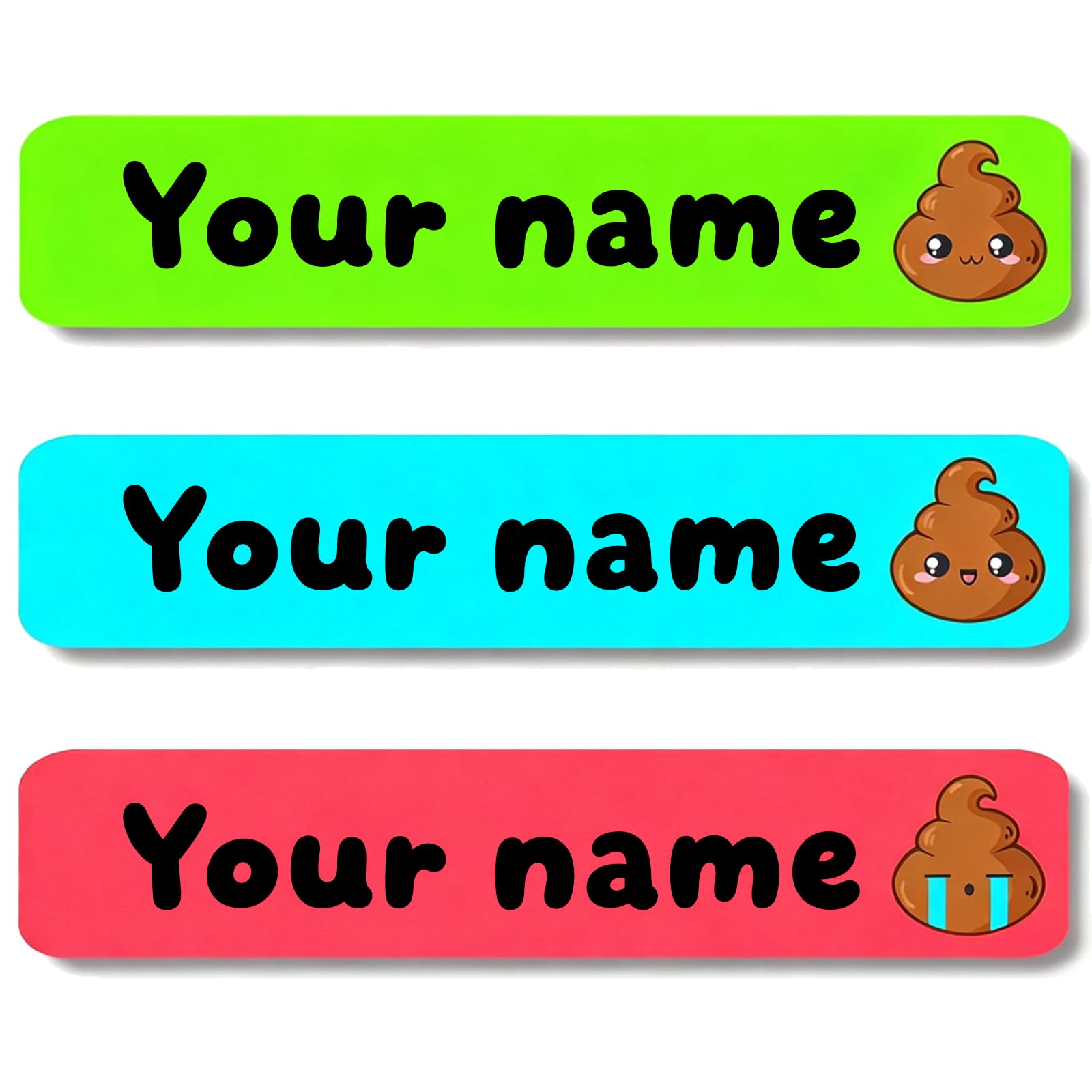 Personalized Waterproof Name Stickers for Kids, Washable Clothing Labels, Durable Name Tags for School, Kindergarten, Lunch Boxes, Books, Toys – Ideal Back to School（Poop Expression）