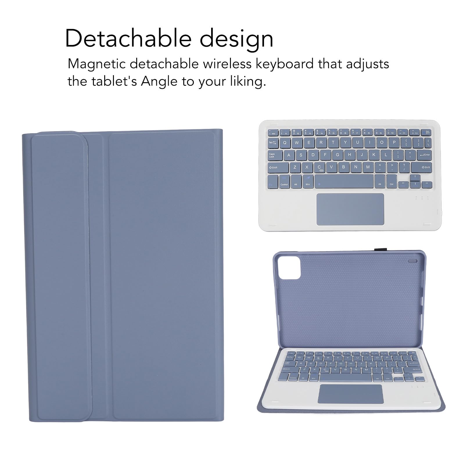 Custodia per Tablet con Tastiera 11 Pollici, Copertura Bluetooth Staccabile con Trackpad Magnetico, Ricarica Automatica e Risveglio per Viaggi e Lavoro, Pelle PU Viola, 1 Pezzo