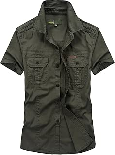 Men's Military Dress Stylish Short Sleeve Cotton Button Down Shirts - coolthings.us