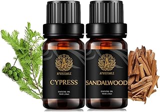 Aromatherapy Sandalwood Essential Oil Set for Diffuser, 2X10ml 100% Pure Cypress Essential Oils Kit for Humidifier-Cypress, Sandalwood Essential Oils, Aromatherapy Cypress Oil, Pure Sandalwood Oil Set