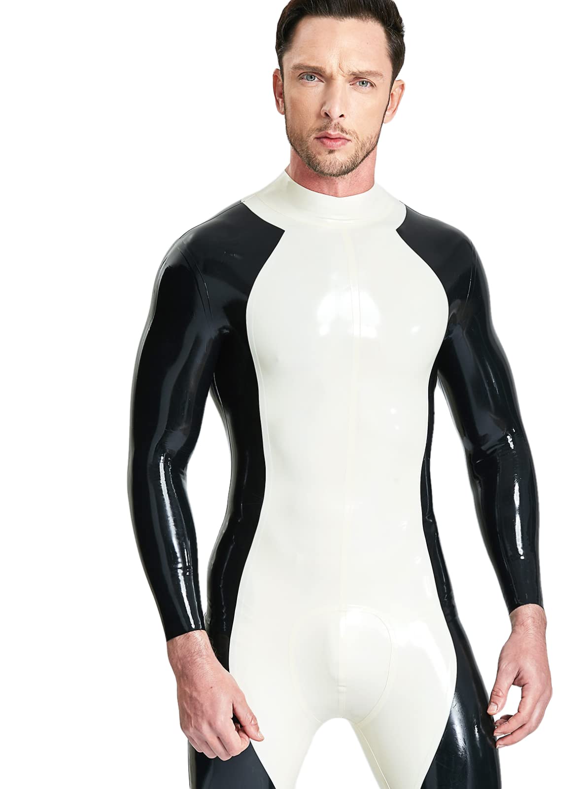 Amazon | 男性用バックジップキャットスーツ ラテックスキャットスーツ 