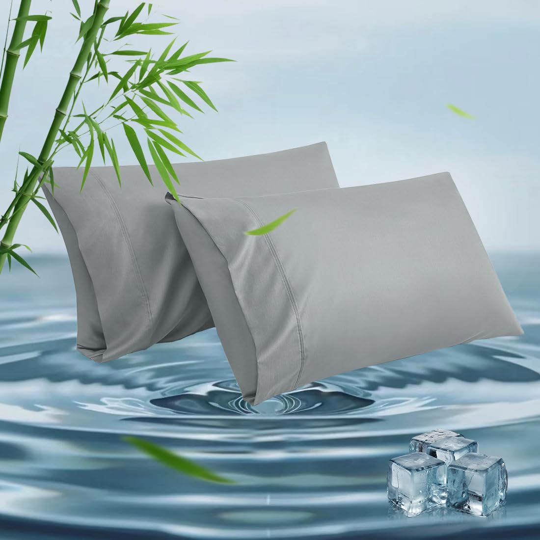 Parkdeny Queen Pillowcases, Cooling Viscose from Bamboo with Envelope Closure