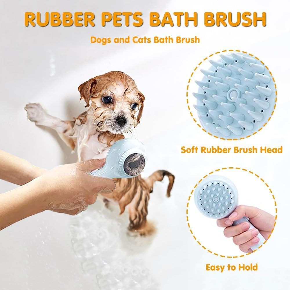 Accesorio de ducha para perros, rociador de cepillo de baño para perros con cepillo suave y adaptadores, cabezal de ducha de mano de rosca de 1,27 cm para lavado de mascotas, fregar, masajear, aseo