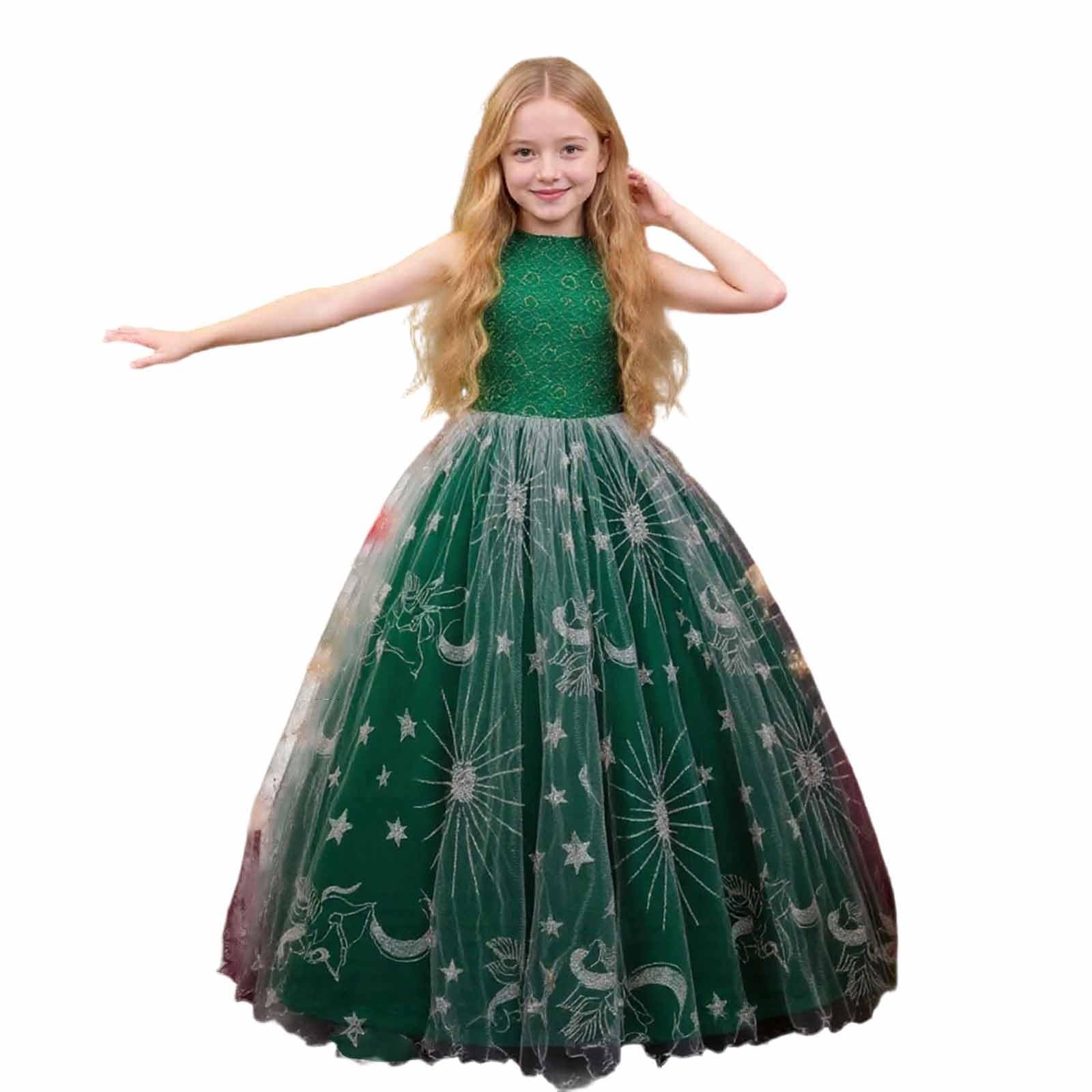 XANAYXWJ Sukienka świąteczna Sukienka dla dziewczynek Sukienka zimowa Sukienka wieczorowa stroju świątecznego Sukienka dla dziewczynek Elegancka, długa sukienka na występ na fortepianie 5 14 lat
