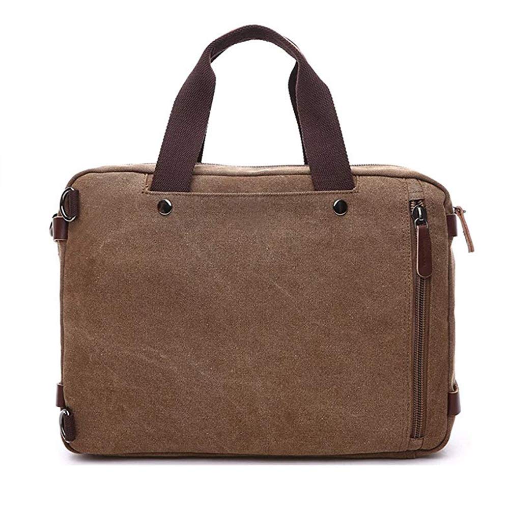 Chikencall - Maletín de Ordenador portátil, 3 vías, Convertible, Lona, Bandolera, Mochila híbrida de Negocios, 38 cm, para Trabajo en el Colegio marrón marrón