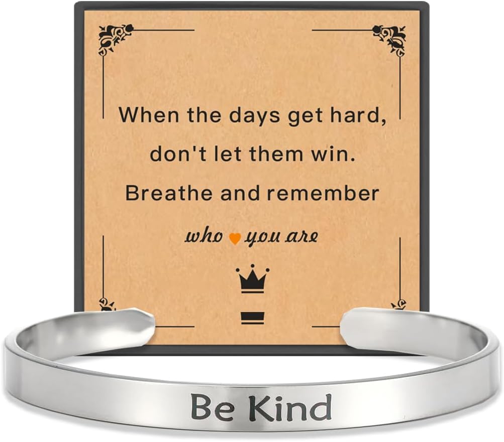 Remember Who The You Are Motivational Cuff Bracelet for Women, Stainless Steel Color Inspirational Bangle Bracelets with Engraved Hidden Message Jewelry for Sisters BFF Friends Gifts
