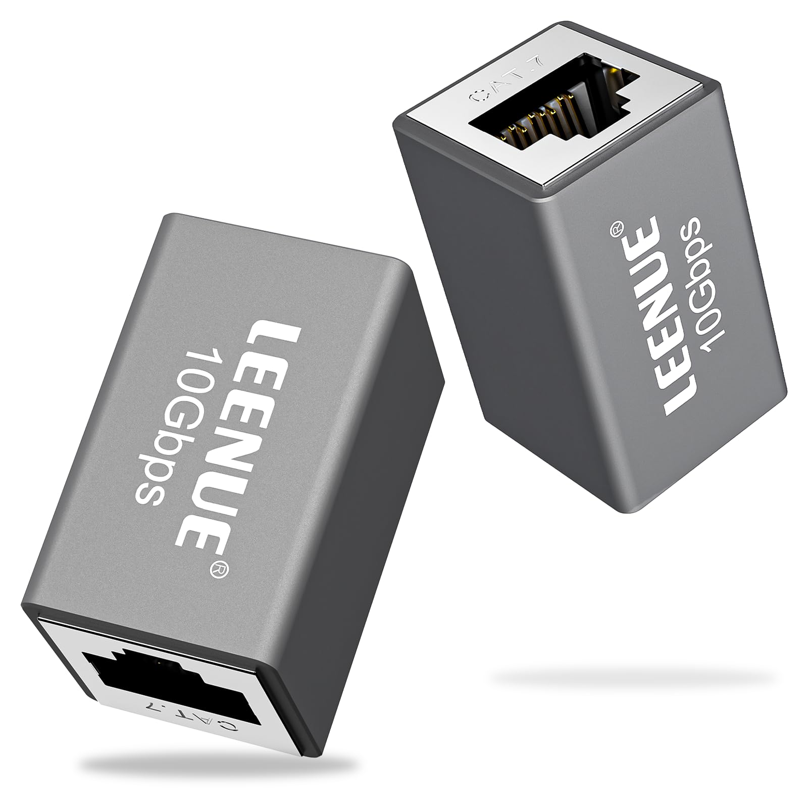 LEENUE Ethernet Coupler Female to Female, 10Gbps/600MHz, Gold-pated RJ45 Coupler, Shielded Ethernet Connector for Cat7/ Cat6/ Cat5/ Cat5e Network