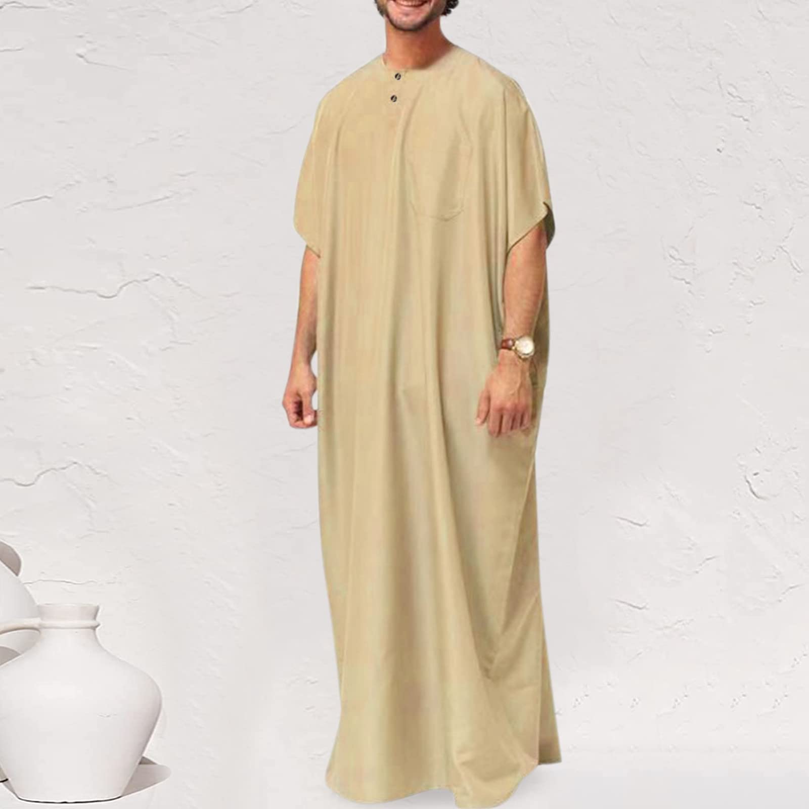 Ubrania muzułmańskie Camisas De Vestir Hombres Bawełniane koszule do spania dla mężczyzn Koszulki baseballowe Krótki T-shirt
