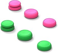 Vista 1 de Skull & Co. Skin, CQC and FPS Thumb Grip Set Joystick Cap Analog Stick Cap for Nintendo Switch Joy-Con Controller - Neon Pink+Green, 3 Pairs(6pcs)
