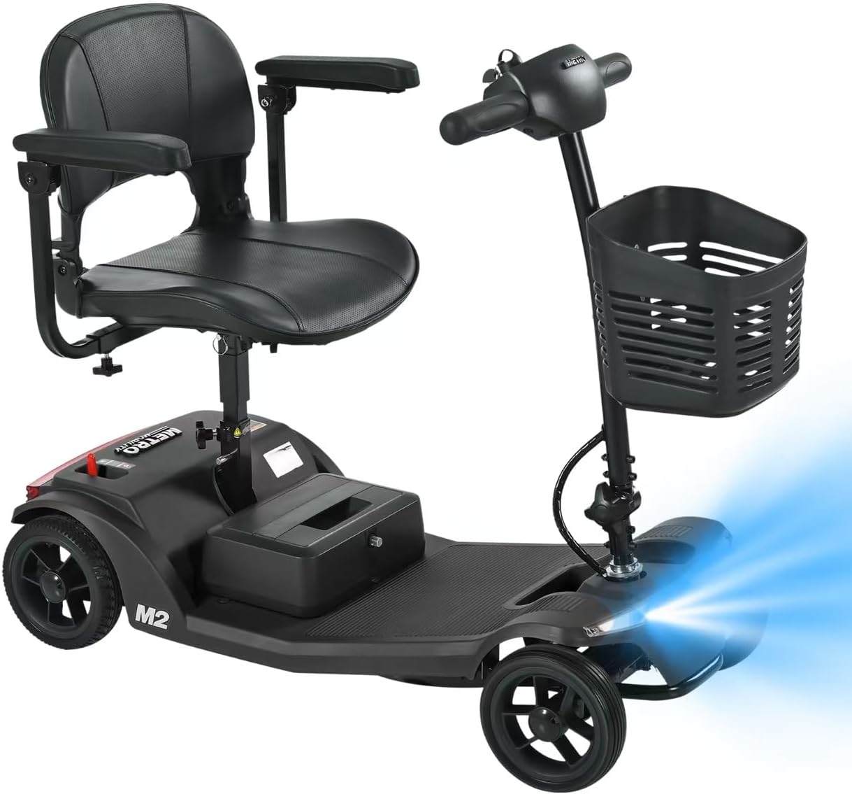 Electric Foldable Mobility Scooter for Adults 4 wheelMobility, 330lbs Max Weight,10-15miles Per ChargeElectric Powered Wheelchair Power Scooters Black