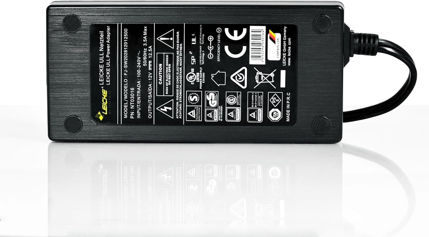 LEICKE Zasilacz ULL 12 V 12,5 A | certyfikat TÜV | kompatybilny z ITX Pico PSU, napędami NAS, routerami, wężami świetlnymi, paskami LED, routerami, monitorami TFT, oświetleniem LED | 5,5 x 2,5 mm
