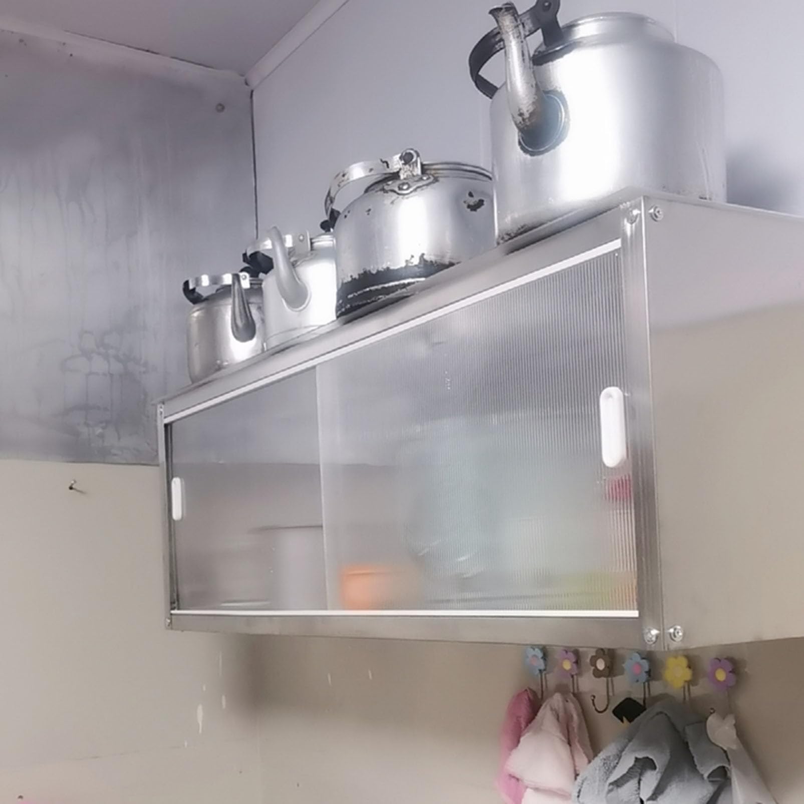 Armoire de Rangement Murale, Organisateur d'épices de Garde-Manger de Cuisine en Acier Inoxydable avec Portes, Armoire à Pharmacie de Salle de Bain