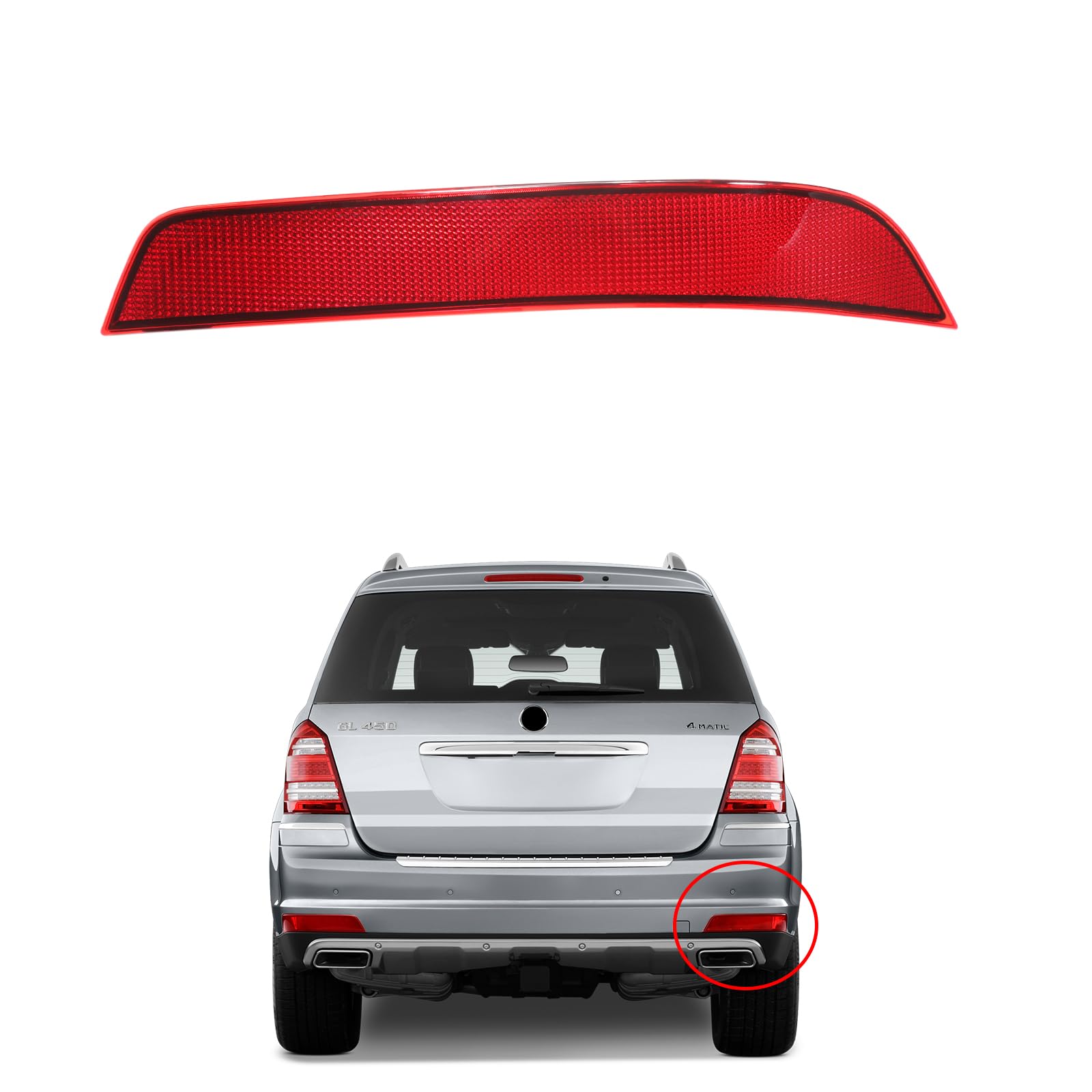 BINB ROAD Right Rear Bumper Reflector Passenger Side 1648201074 Compatible with Mercedes Benz X164 GL350 GL450 GL550 2010-2012