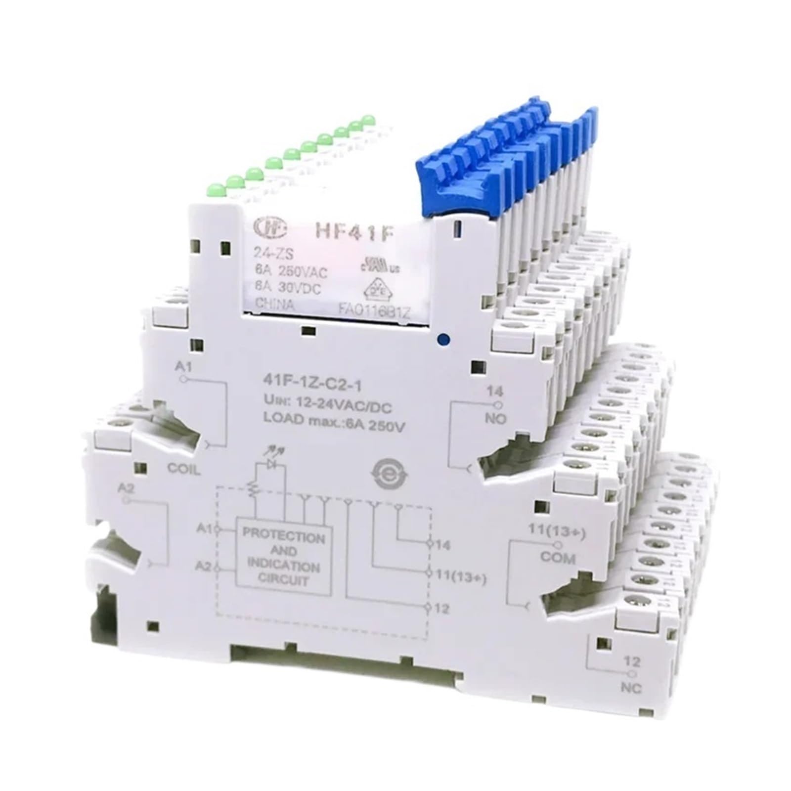 10 Uds 41F-1Z-C2-1 HF41F 5-ZS 12-ZS 24-ZS 5V 12V 24V 230V 6A 1CO Slim/SSR montaje de relé en zócalo de tornillo con relé de oblea LED(10Pcs Splices-Red)