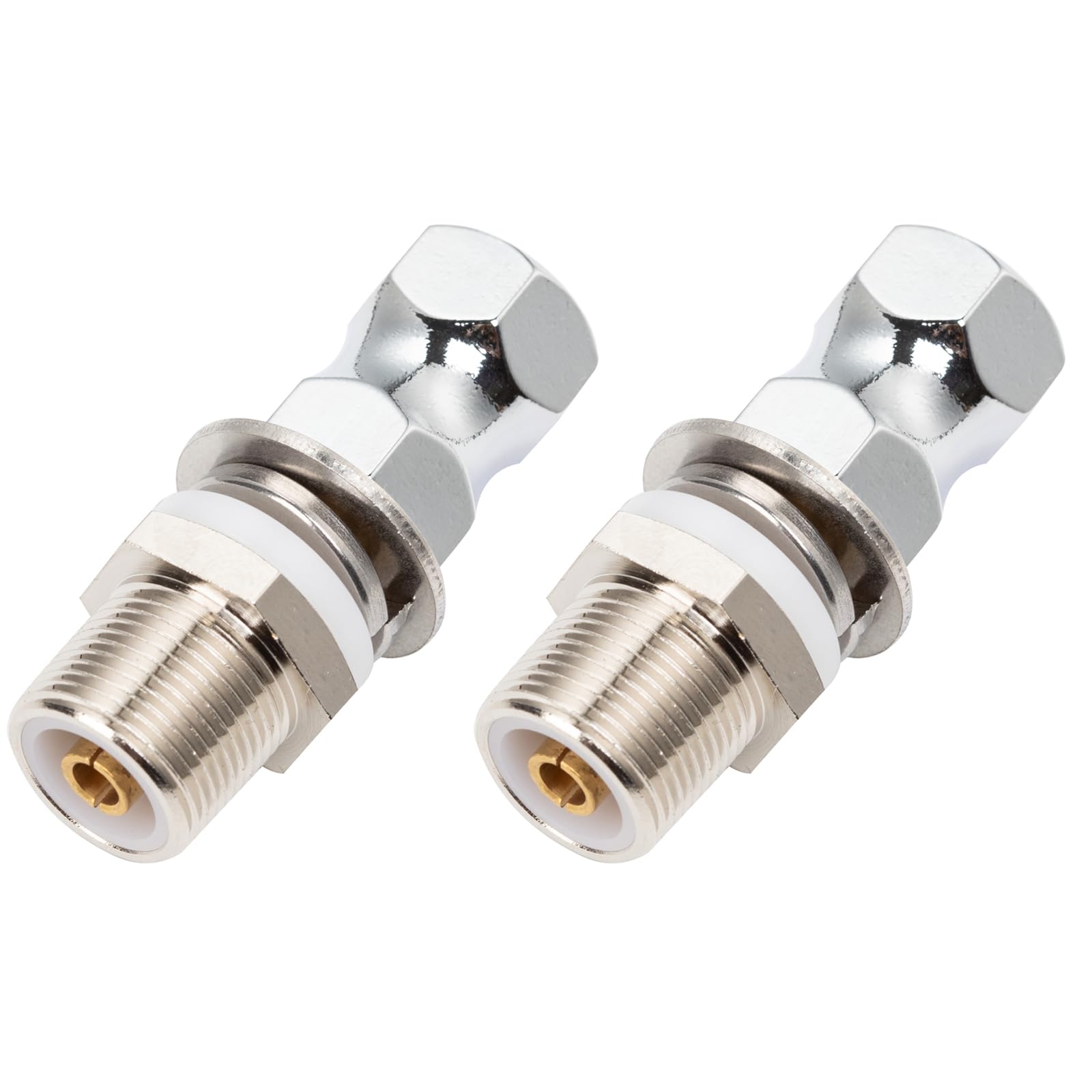 Heavy Duty SO-239 Stud Mount for CB Radio Antenna Standard 3/8 x 24 Threaded Antenna Stud Mount Adapter CB SO239 Stud Mount for Any 1/2" Hole（2 Pack）