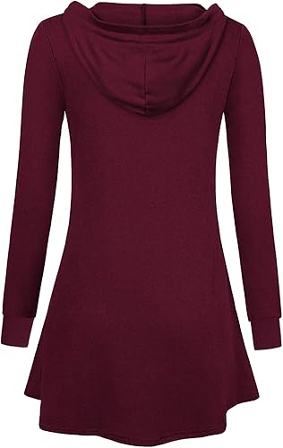 Miniatura 6 de Miusey - Sudadera larga con capucha y cremallera estilo túnica con frente abierto para mujer
