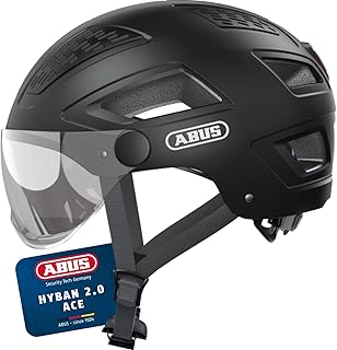 Abus Hyban 2.0 Ace City Cycling Helmet with Visor, Light and ABS Hard Shell for Men and Women