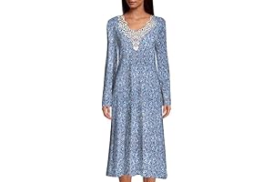 Home Care Line Open Back Nightgown for Ladies Long Sleeve