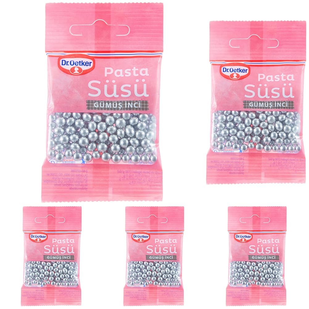 Dr. Oetker Dekor Pasta Süsü, Gümüş İnci, 10 Gr 5li paket