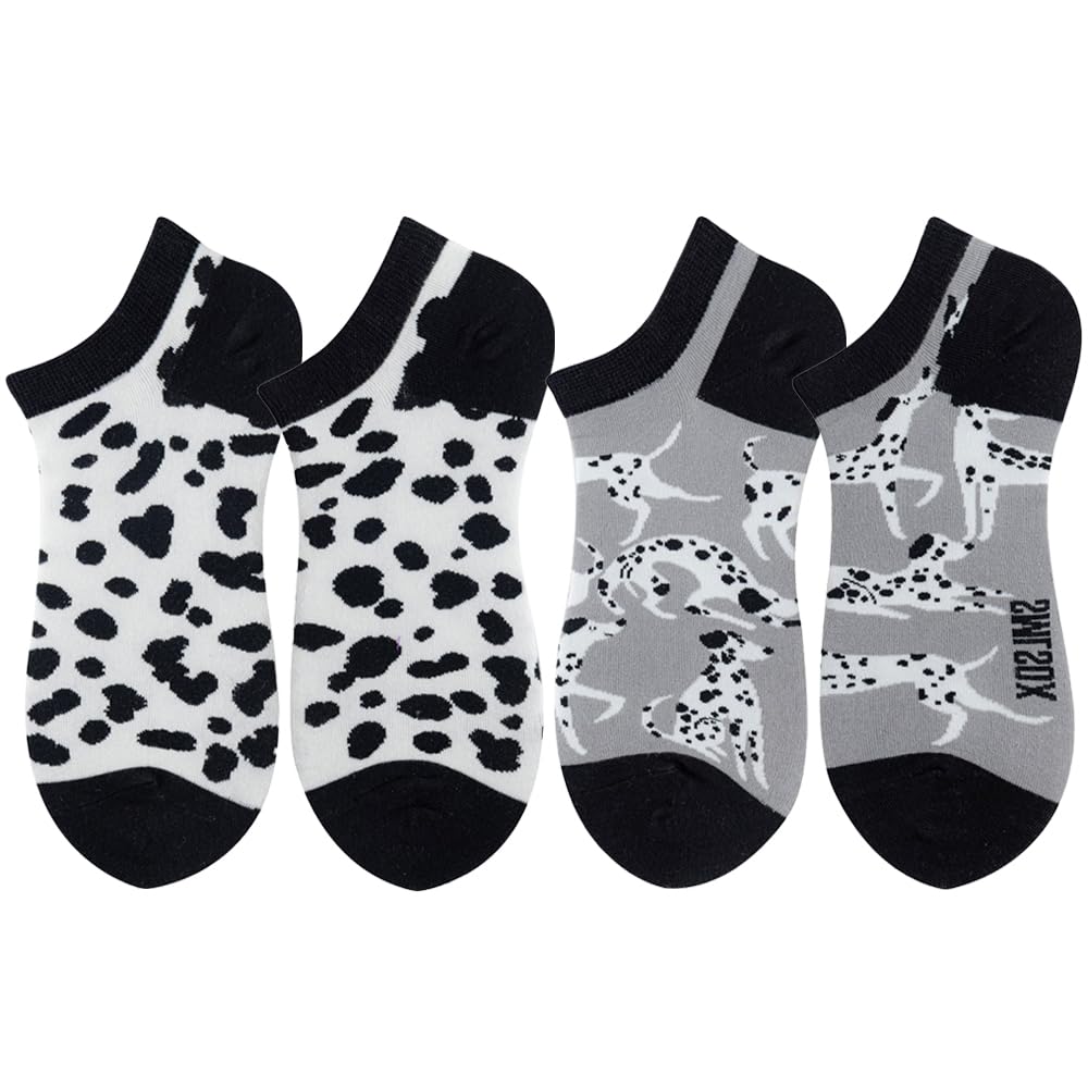 2 Pairs Funny Cartoon Animal Print Cotton Ankle Socks for Women Teens