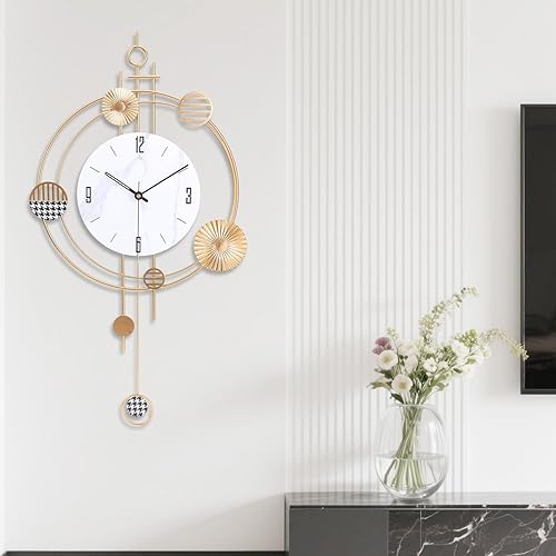 Miniatura 8 de Reloj de pared para sala de estar, cuarzo de calidad silenciosa, funciona con pilas, con péndulo, relojes de pared grandes analógicos para sala de