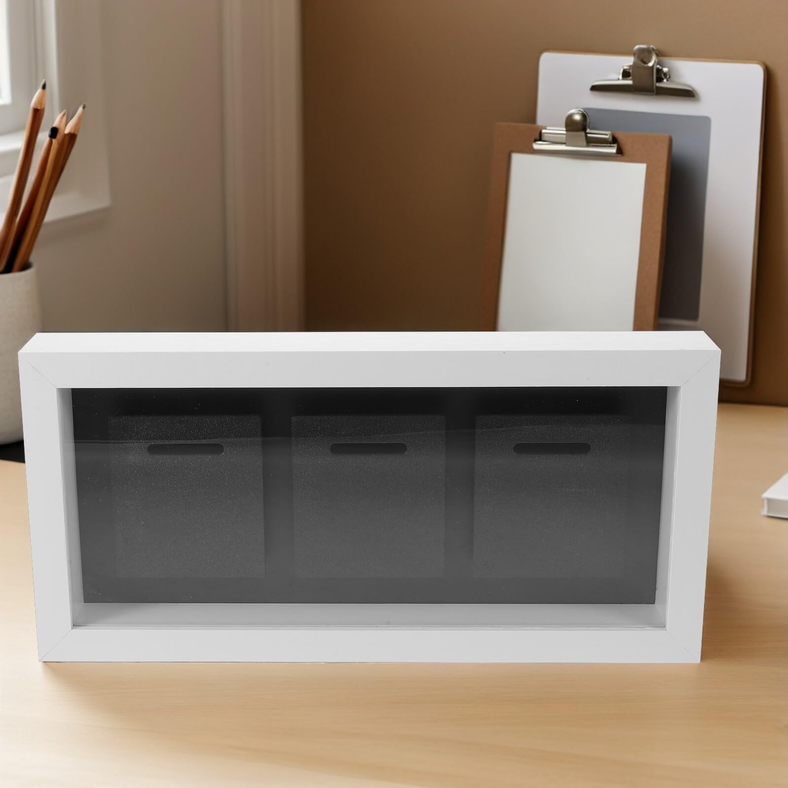 SHINEOFI Soporte de Madera Maciza para Exhibir Medallas de Maratón, Vitrina en Color Claro para 3 Medallas Deportivas, Marco Expositor para Pared o Sobremesa, Adecuado para Hogar y Oficina