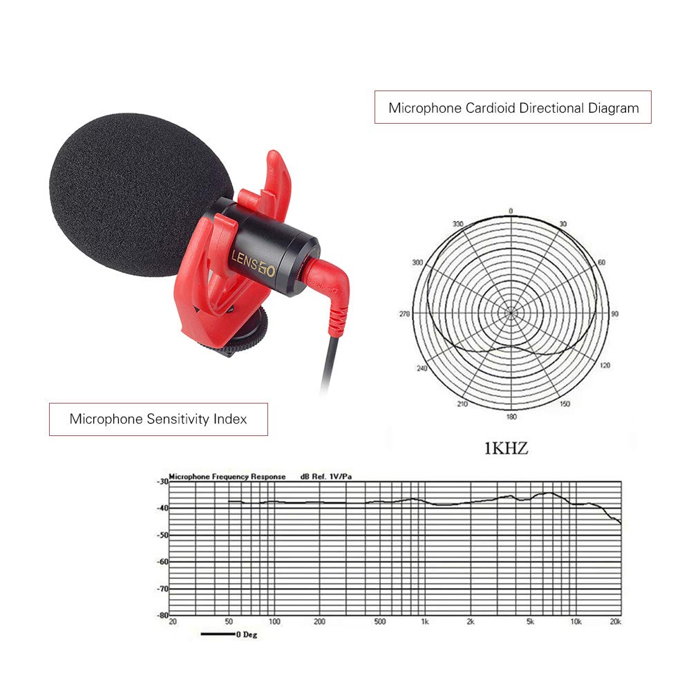 Docooler LENSGO LYM-DMM1 Micrófono de Condensador direccional cardioide Micrófono de Video Universal con Parabrisas de Esponja a Prueba de Golpes para Canon Nikon Sony DSLR/ILDC Grabadores de Video