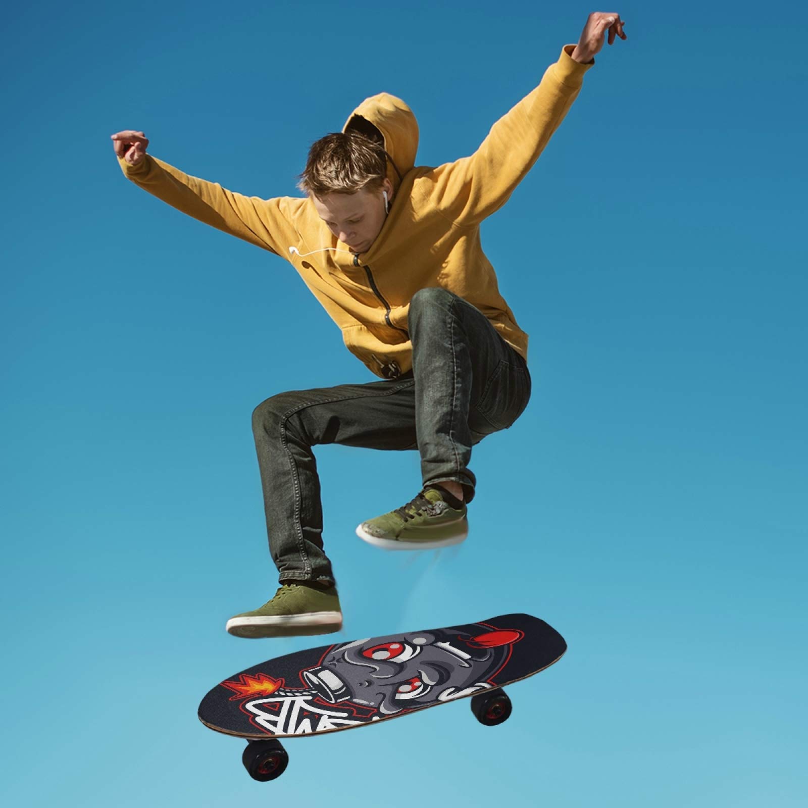 Linda Bomba Fantasma De Azúcar Papel de Lija Antideslizante Hoja Cinta de Agarre Lijas para Patineta Scooter (84 x 23 cm)
