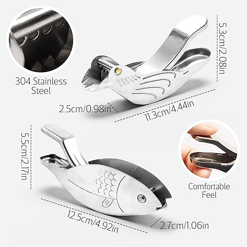 Miniatura 2 de Exprimidor de limón manual de pescado, exprimidor de limón de acero inoxidable de grado alimenticio, exprimidor de limón en forma de pescado,