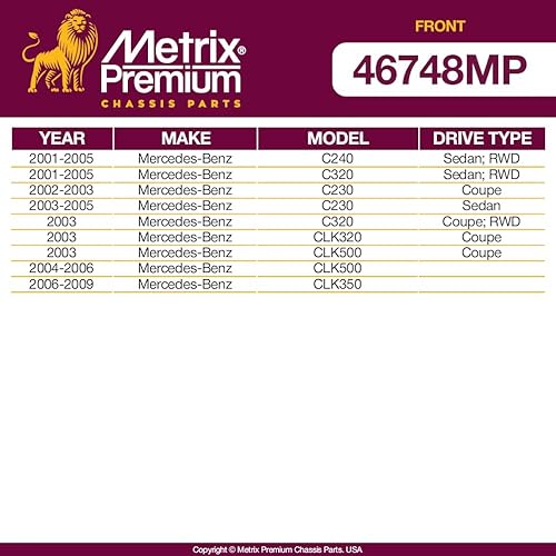Miniatura 2 de Metrix - Kit de bujes de barra estabilizadora frontal a marco K201562 para Mercedes-Benz C240, Mercedes-Benz C320, Mercedes-Benz C230, Mercedes-Benz