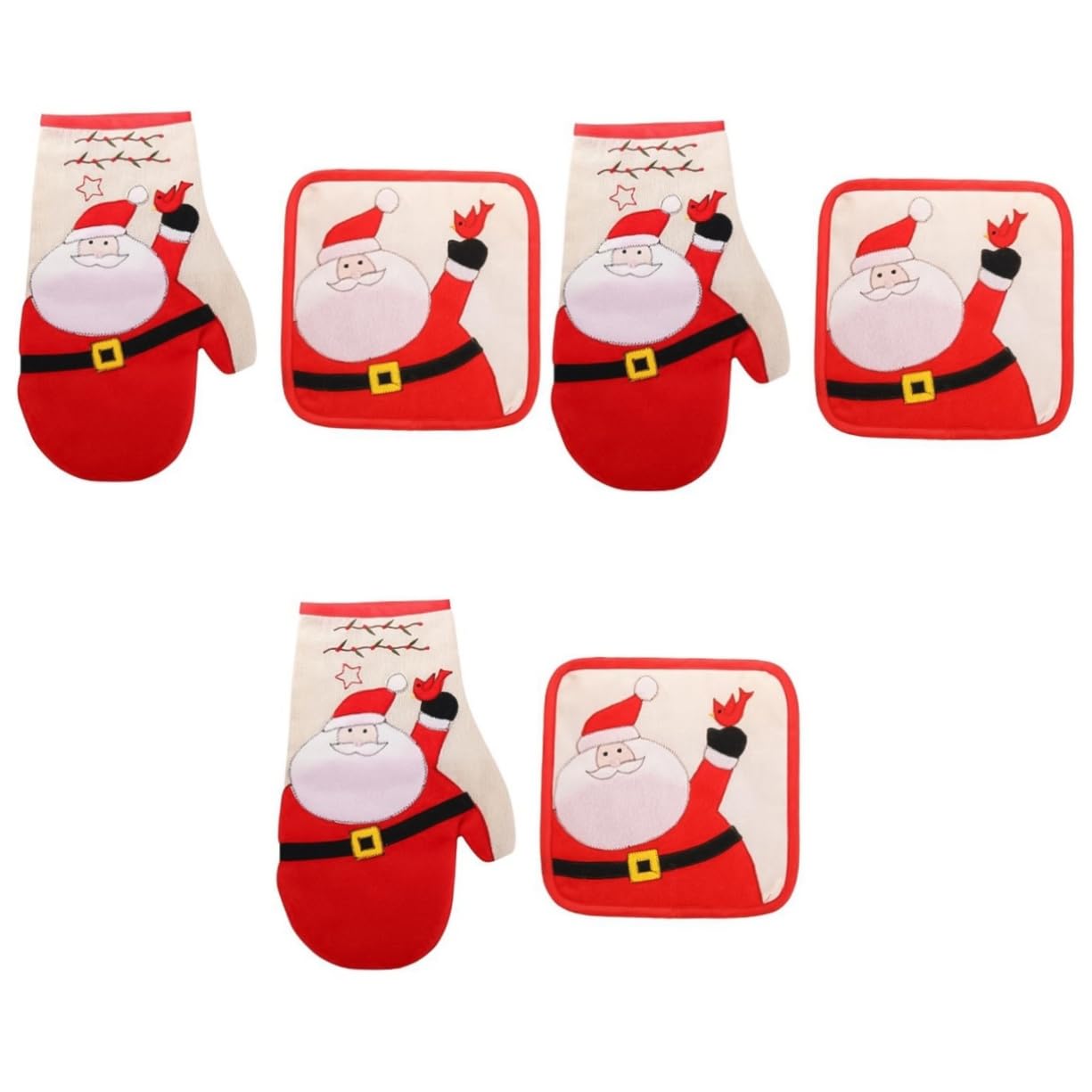Ciieeo 6 Piezas Guantes aislantes cand Traje de papá Noel Traje de Santa Claus manteles Individuales Guantes de Cocina Almohadilla Accesorios de Cocina
